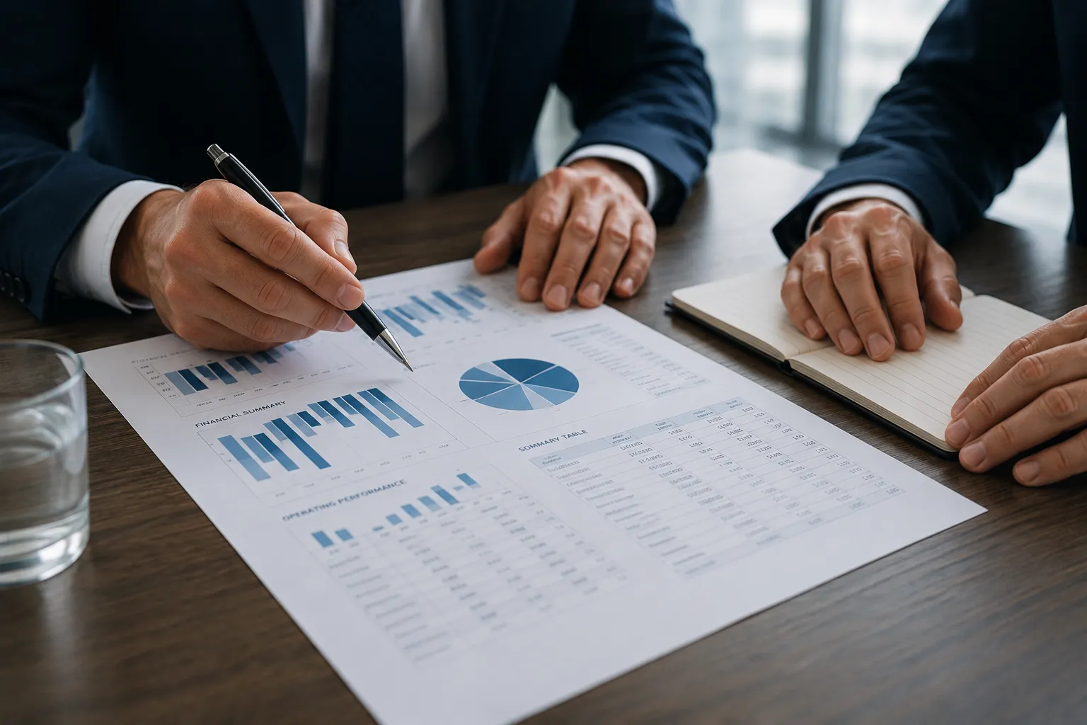 Dirigeants analysant des indicateurs financiers